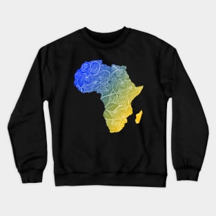 Colorful mandala art map of Africa with text in blue and yellow Crewneck Sweatshirt